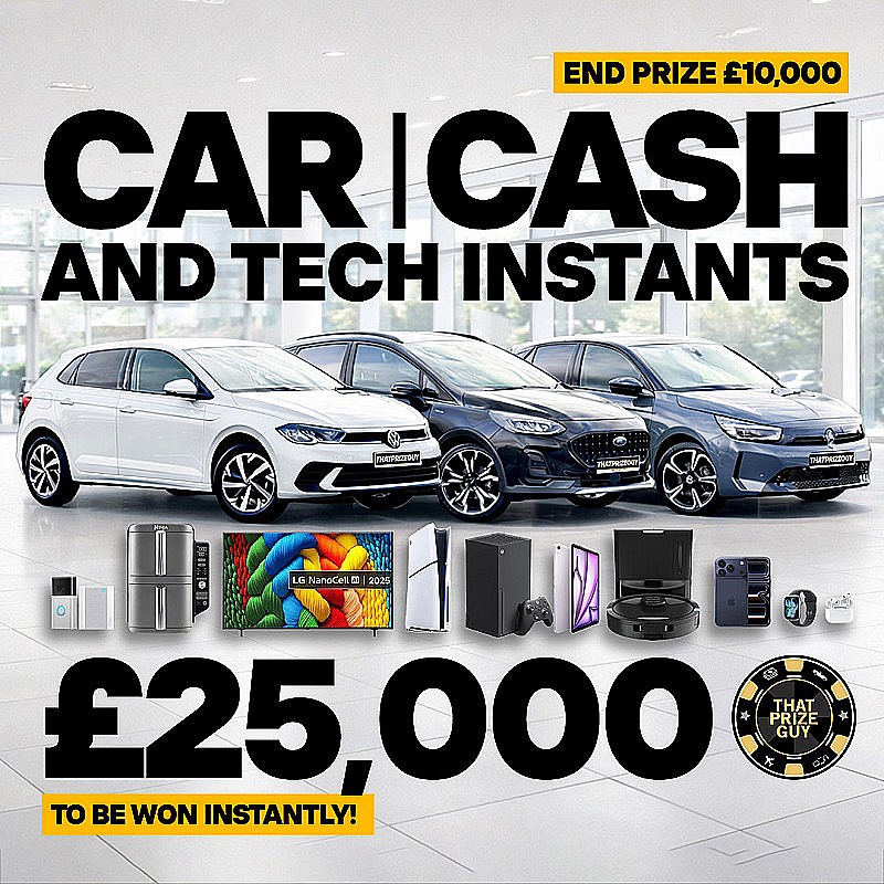 Cars, Cash, Tech Instant Win - £10,000 End Prize